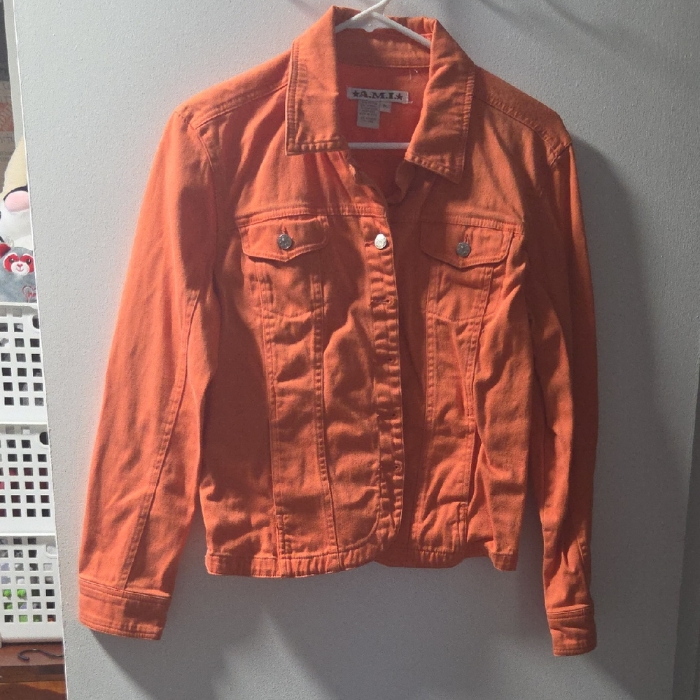 Women's Vibrant Orange Denim Jacket